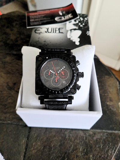 Equipe Gasket Men's Chronograph Leather Black Watch, View more