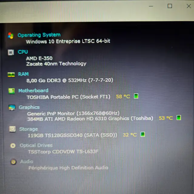 Laptop Toshiba Satellite C650D | AMD Core | 8Gb RAM | 120Gb SSD in Laptops in Laval / North Shore - Image 3