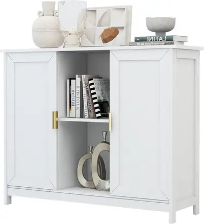TaoHFE White Storage Cabinet,Credenza Buffet Cabinet Wooden Coff, View more