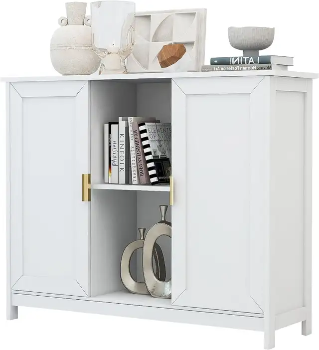 TaoHFE White Storage Cabinet,Credenza Buffet Cabinet Wooden Coff in Hutches & Display Cabinets in City of Toronto - Image 2