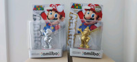 Nintendo Amiibo Super Mario Bros Gold Silver statue set new