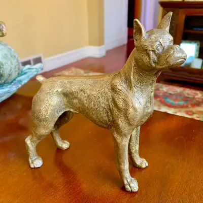 Bronze Dog Sculpture: Boxer Dog (Docked), View more