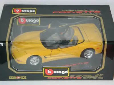 Burago 1/18 scale 1998 Corvette Convertible diecast, $30 each. Pickup in north Ajax, shipping extra.