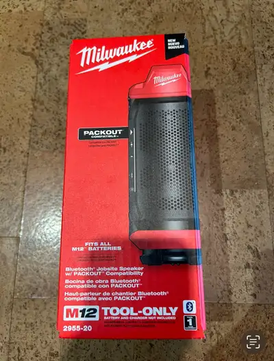 Brand new Milwaukee m12 Bluetooth speaker with packout 2955-20, View more