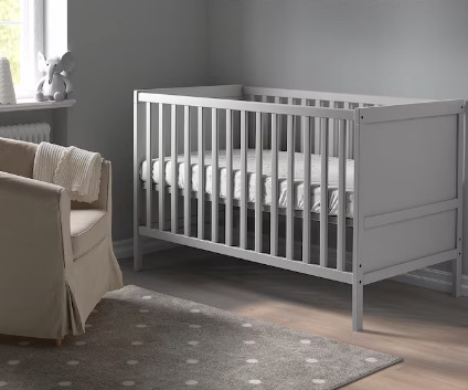 SUNDVIK Baby Crib (Grey) with Mattress in Beds & Mattresses in Oshawa / Durham Region - Image 2