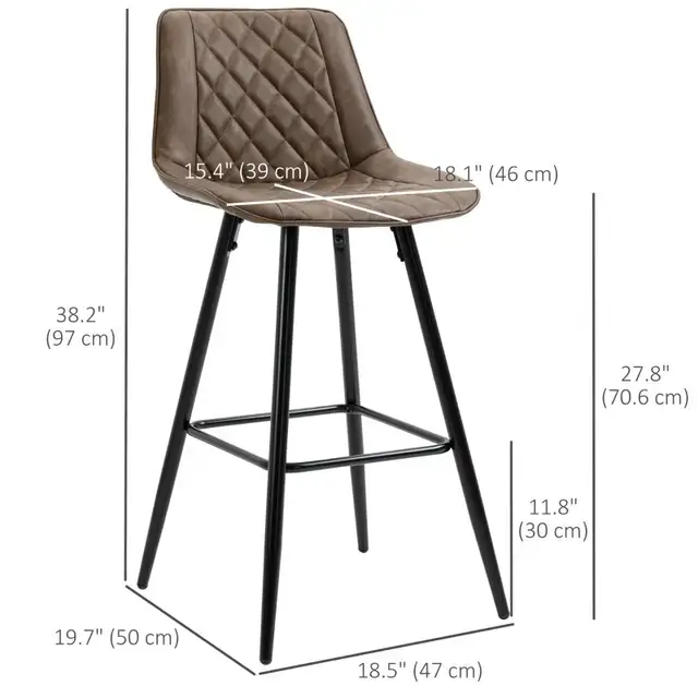 PU Leather Counter Height Bar Chair , 27.75" Bar Stools with Met in Chairs & Recliners in Markham / York Region - Image 2