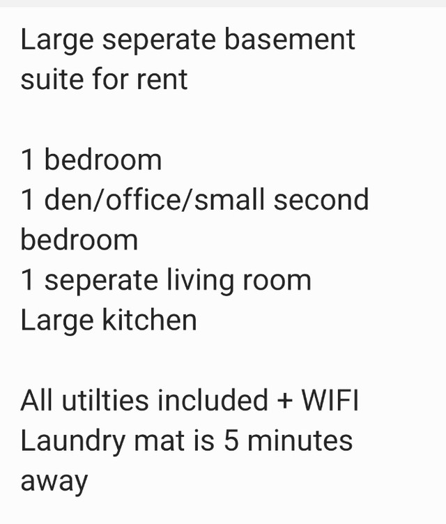 1 bedroom + 1 den/office + 1 seperate living room + 1 bathroom in Long Term Rentals in Delta/Surrey/Langley