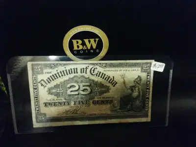 1900 Dominion of Canada Twenty Five Cents Banknote $17 The 1900 Dominion of Canada 25 cents banknote...