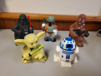 Lucas Star Wars Rubber Squeeze Toys Darth Vader Yoda R2D2 Bobba 