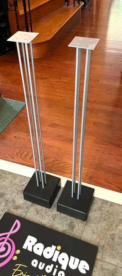 35" Metal Speaker Stands with Concrete Bases, View more