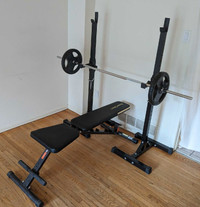Weight bench and squat/bench press rack