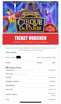Cirque De Paris Family Ticket