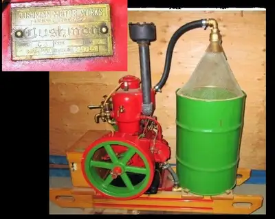 Beautifully restored Cushman Model C8 4 HP Binder Motor. Has bright brass fittings, colorful paint j...