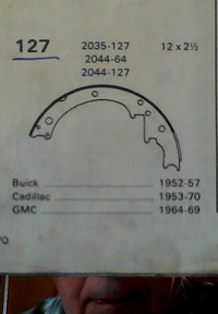 freins no 127 buick1952-57cadillac1953-70gmc1964-69