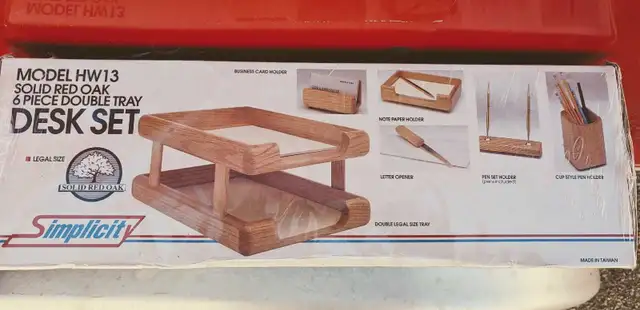 NEW Desk Stationary Accessories Organizer Solid Red Oak 6 Piece63235041195395121
