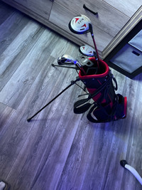 Junior golf clubs with bag