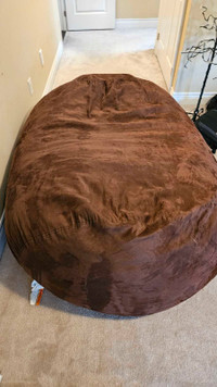 Love seat giant bean bag chair blue and brown