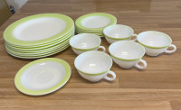 Vintage Pyrex Lime Green Band Dishes
