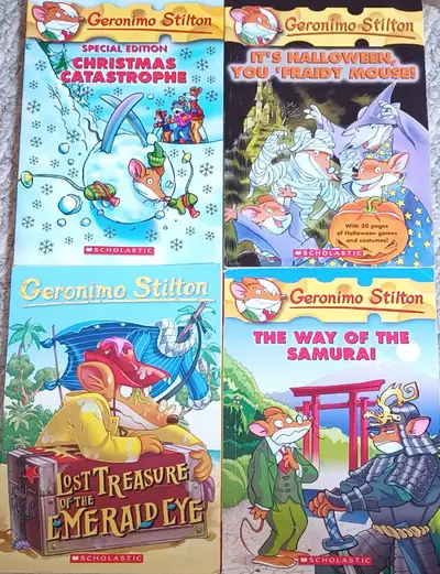 10 Sets of 4 Geronimo Stilton Books by Scholastic $15.00 each set (Retails $45+) Will not separate/b...