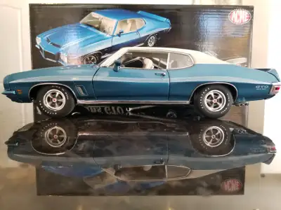 BNIB A1801204VT ACME 1972 Pontiac LeMans GTO Coupe Blue 1 of 96 Worldwide ERTL American Muscle Exoto...