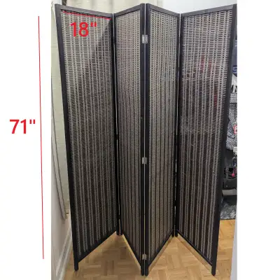 Used Tall 4-Panel Screen / Room Divider Wall Furniture Balcony, View more