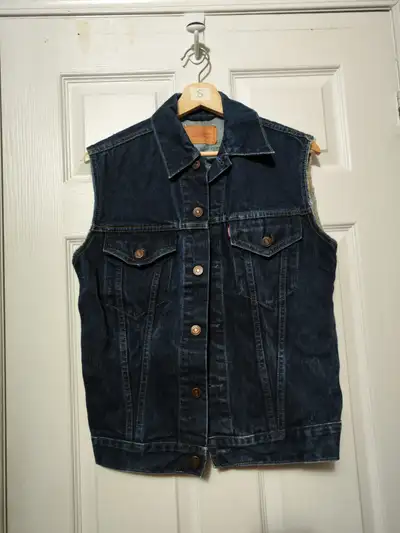 Levis Denim Jean Jacket Vest Indigio Dark Blue MENS SMALL, View more