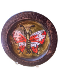 MCM  German Ruscha Butterfly Wall Plate, Fat Lava Era, Pottery