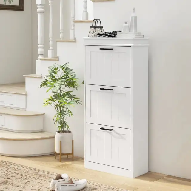 Shoe Storage Cabinet with 3 Flip Drawers and Adjustable Shelves, in Bookcases & Shelving Units in Markham / York Region - Image 3