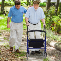 Folding Aluminum Rollator Walker with Adjustable Handle Height, 