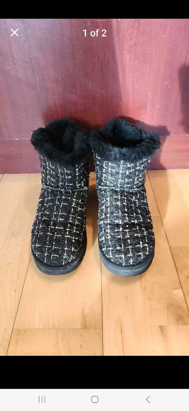 UGG Black & Gold Tweed Bow Ankle Boots