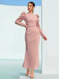Dusty Pink Fishtail Lace Dress