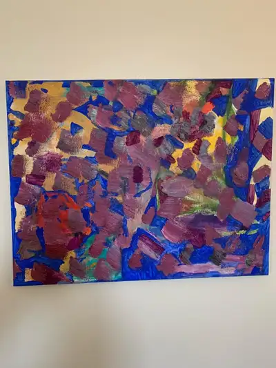 Original Oil on Canvas Painting "Flower Bed" Calgary Artist New measures 20 inches X 26 inches Abstr...