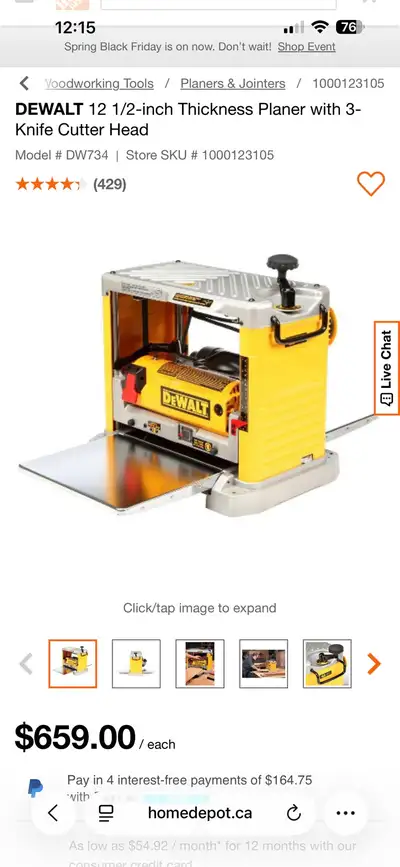 DEWALT  Planer with 3-Knife Cutter Head, View more