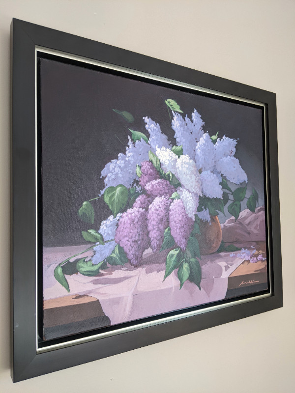 Wonderful Lilacs Original Oil on Canvas Painting  24x20 Turenne in Arts & Collectibles in Gatineau - Image 2