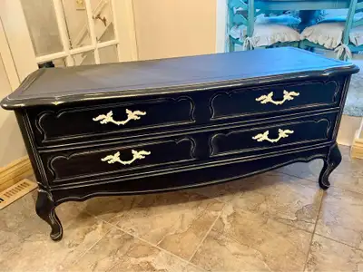 Black Distressed / Rustic French Provincial Blanket Chest, View more