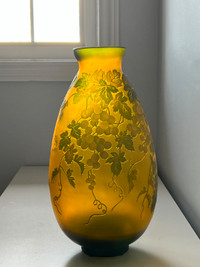14'' Vintage large Emile Galle cameo glass vase