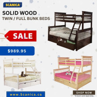 BEST TWIN OVER FULL BUNK BEDS, SOLID WOOD ADULTS & KIDS BUNKBEDS