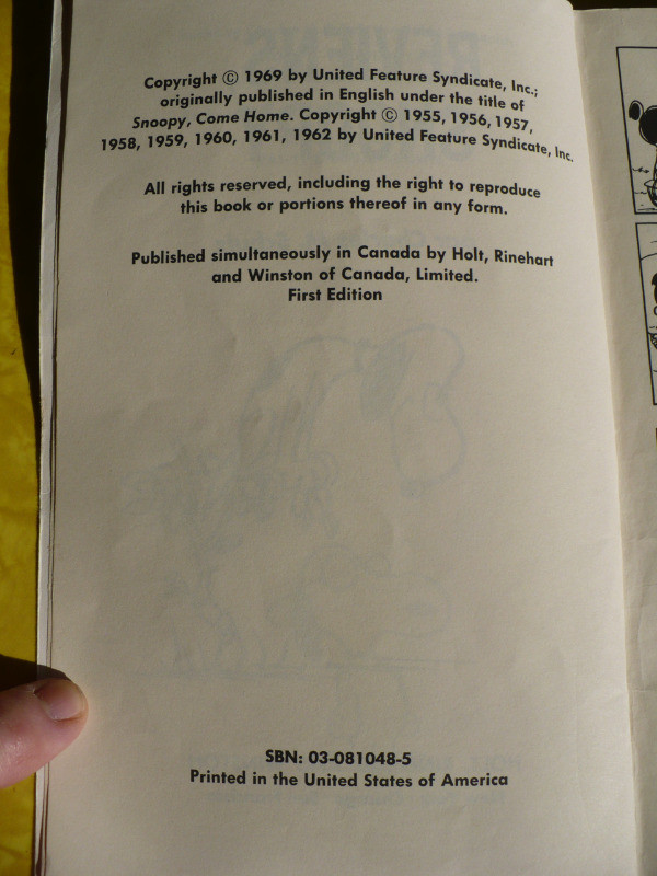 REVIENS , SNOOPY(BANDES DESSINÉES VINTAGE 1969 )CHARLES M.SCHULZ dans Bandes dessinées  à Longueuil/Rive Sud - Image 3