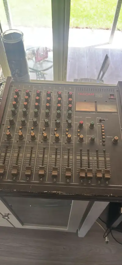 Vintage TASCAM M-106 6-channel analog mixer. Powers on and VU meters light up. This was my grandfath...