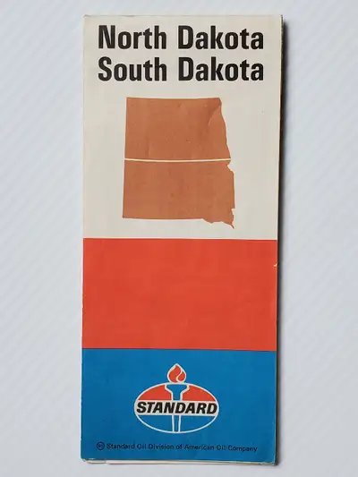 STANDARD OIL 1971 NORTH & SOUTH DAKOTA  ROAD MAP, View more