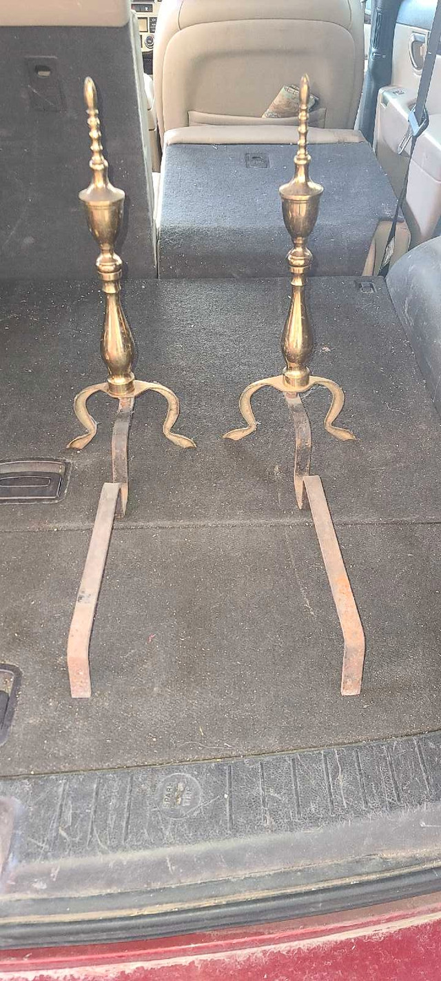 Vintage Brass Andirons Fireplace Fire Dogs  in Fireplace & Firewood in London - Image 2