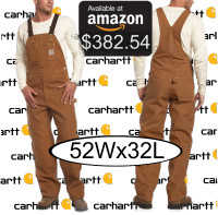 NEW * Carhartt Men's Relaxed Fit Duck Bib Overall, Large
