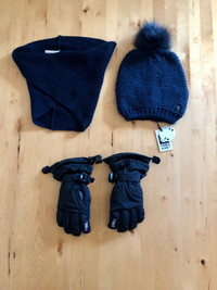 Accessoires d’hiver 6-8A: tuque neuve, gants Head, cache-cou H&M