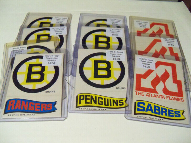 Vintage Hockey Cards: 1973-74 Topps Insert Team Logo Stickers in Arts & Collectibles in Bedford