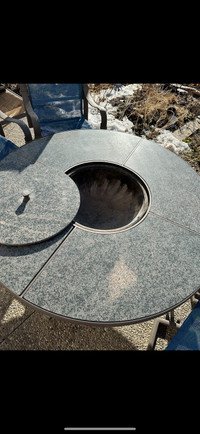Outdoor Marble  table and fire pit 