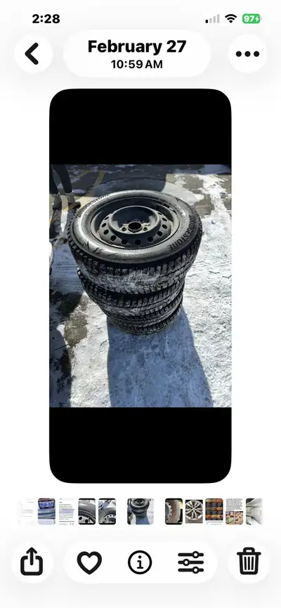 Bridgestone Blizzak tires. Bought in Dec ‘25. 205/65R16 off Hyundai Sonata. See pictures for thread