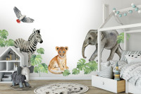 Kids Peel/Stick Safari African Animals Wall Stickers Decals Set