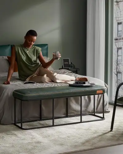 Mid-Century  Modern entryway Ottoman Bench, View more
