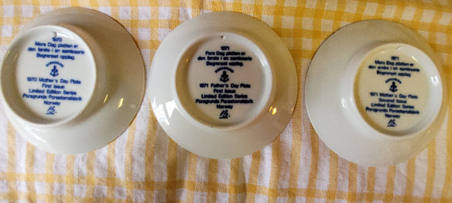 trio of Royal Copenhagen MOTHERS & FATHERS DAY Plates 1970-71 in Arts & Collectibles in London - Image 2