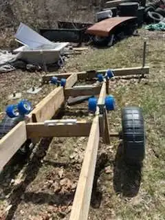 14 ft boat ramp good for up to 16 ft aluminum boat with 40hp has post legs at each corner for easy s...
